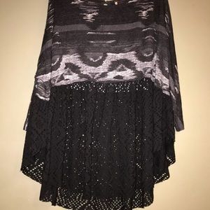 Free People Oversized Lace Bottom Shirt S